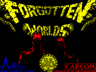 Forgotten Worlds title screen for ZX Spectrum